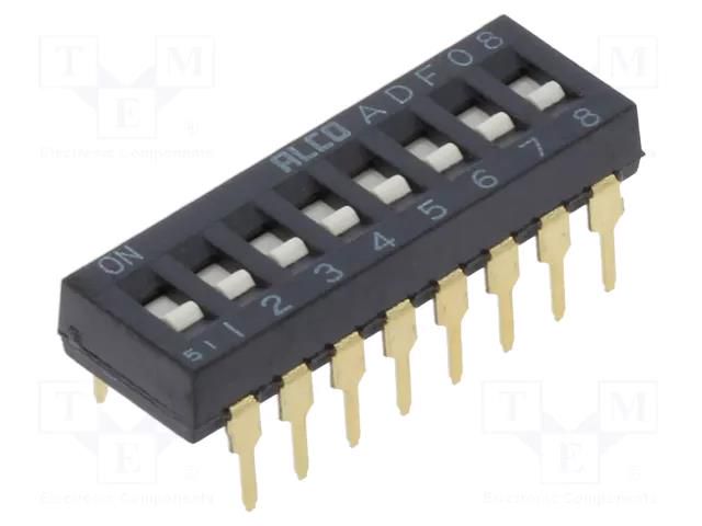 Switch: DIP-SWITCH; Poles number: 8; ON-OFF; -0.025A/24VDC; Pos: 2 TE Connectivity 1-1825002-4