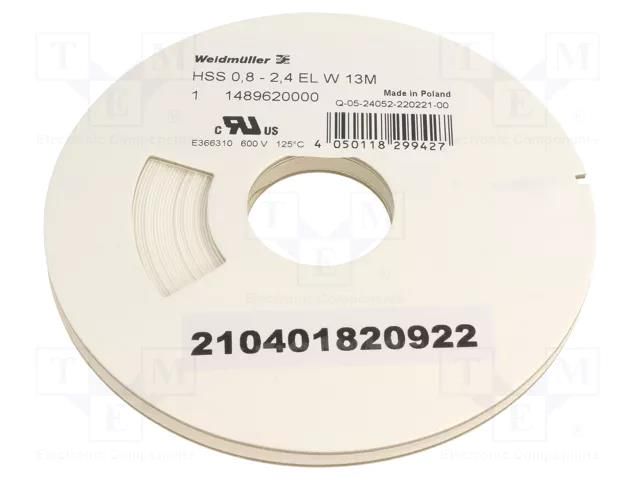 Heat shrink sleeve; glueless; 3: 1; 2.4mm; L: 13m; white WEIDMÜLLER WM-1489620000