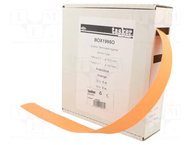 Heat shrink sleeve; glueless; 2: 1; 19mm; L: 5m; orange; polyolefine TASKER BOX1995O