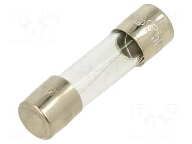 Fuse: fuse; 630mA; 250VAC; quick blow; glass; 5x20mm; brass; bulk OPTIFUSE FSD-630MA