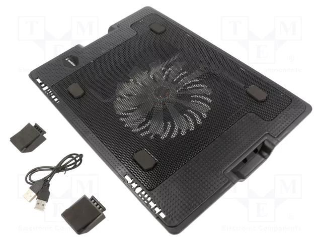 Notebook cooling stand; black; USB A; 0.5m GEMBIRD NBS-1F17T-01