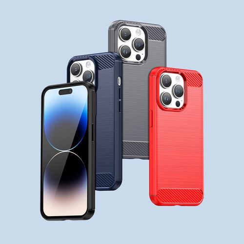 Carbon Case for iPhone 14 Pro Max flexible gel back cover blue, Hurtel 9145576267271 9145576267271