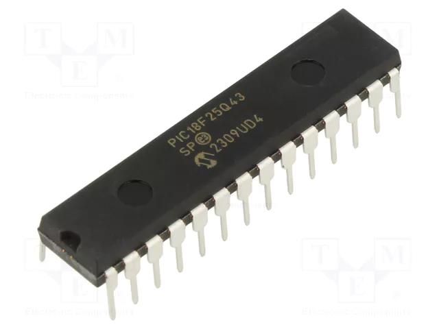 IC: PIC microcontroller; 64MHz; 1.8÷5.5VDC; THT; DIP28; PIC18; tube MICROCHIP TECHNOLOGY PIC18F25Q43-I/SP