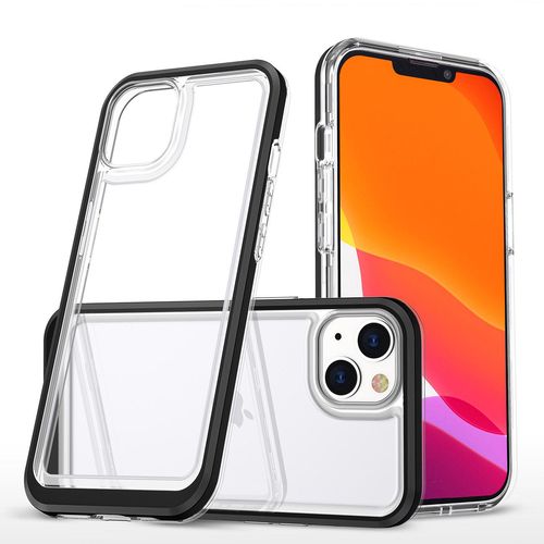 Clear 3in1 case for iPhone 14 Plus silicone cover with frame black, Hurtel 9145576265994 9145576265994