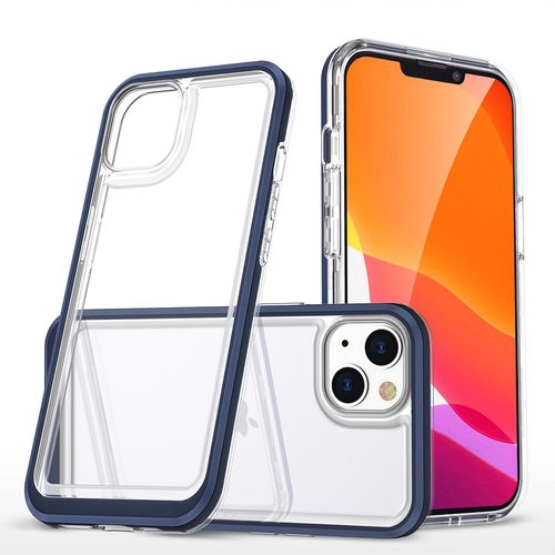 Clear 3in1 case for iPhone 14 Plus silicone cover with frame blue, Hurtel 5907769348808 5907769348808