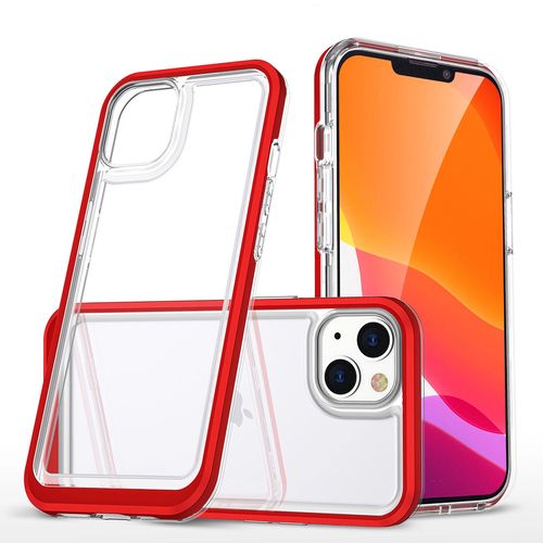 Clear 3in1 case for iPhone 14 Plus silicone cover with frame red, Hurtel 5907769348815 5907769348815