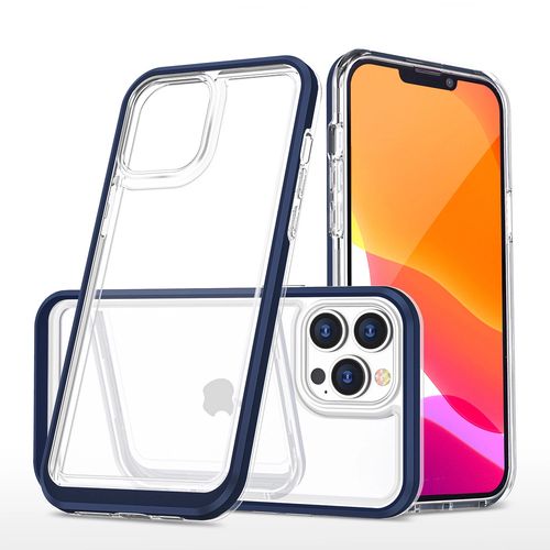 Clear 3in1 case for iPhone 14 Pro silicone cover with frame blue, Hurtel 5907769348839 5907769348839