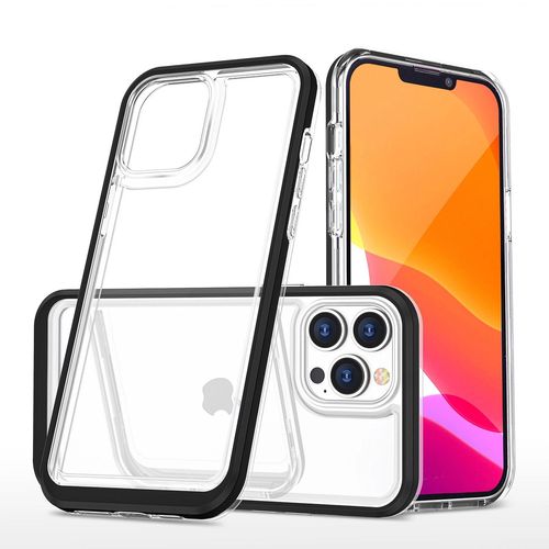 Clear 3in1 case for iPhone 14 Pro Max silicone cover with frame black, Hurtel 5907769348853 5907769348853