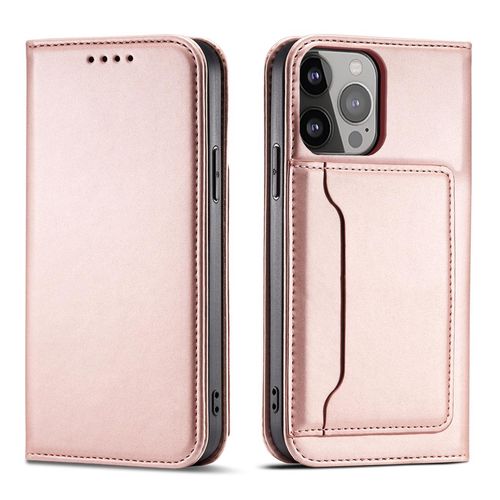 Magnet Card Case case for iPhone 14 Plus flip cover wallet stand pink, Hurtel 5907769347702 5907769347702