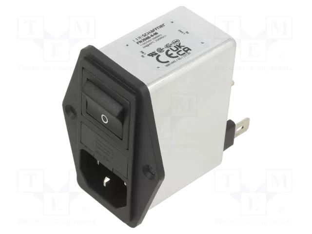 Connector: AC supply; socket; male; Inom: 6A; Ir: 2uA; 250VAC; FN284 SCHAFFNER FN284B-6-06