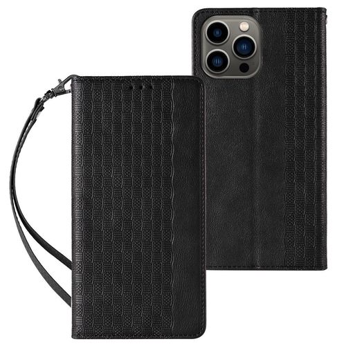 Magnet Strap Case Case for iPhone 14 Pro Max Flip Wallet Mini Lanyard Stand Black, Hurtel 9145576263648 9145576263648