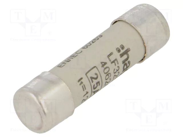 Fuse: fuse; 25A; 500VAC; gG; cylindrical,industrial; 10x38mm HAGER LF325G