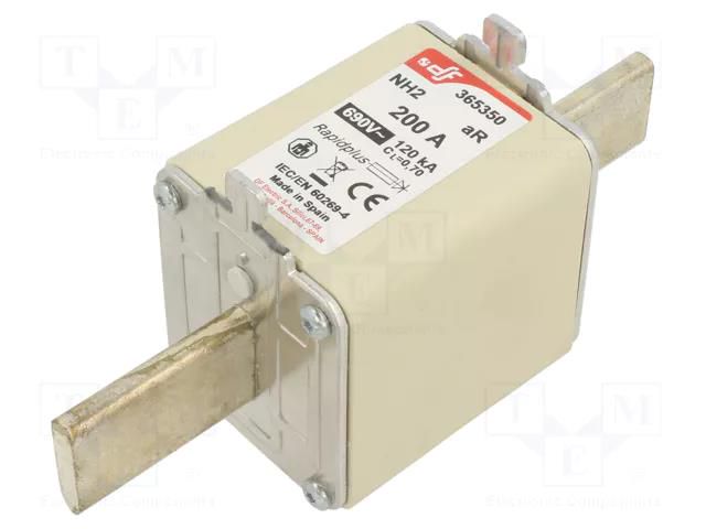 Fuse: fuse; 200A; 690VAC; 550VDC; aR; ceramic; NH2 DF ELECTRIC 365350
