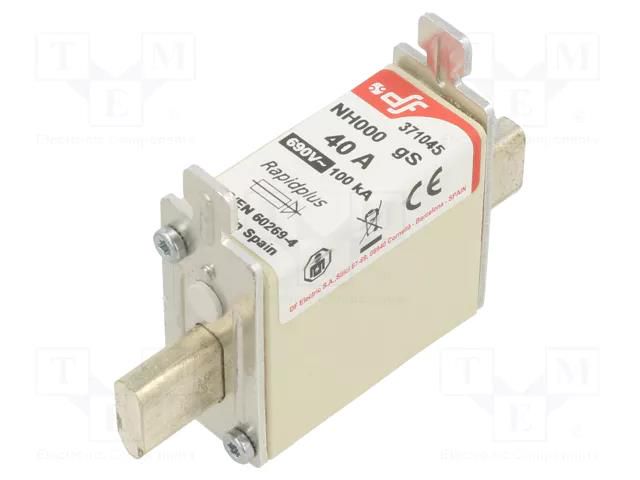 Fuse: fuse; 40A; 690VAC; 440VDC; gS; ceramic; NH000 DF ELECTRIC 371045