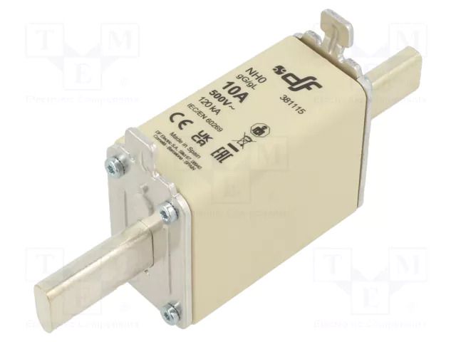 Fuse: fuse; 16A; 500VAC; 250VDC; gG; ceramic; NH0 DF ELECTRIC 381120