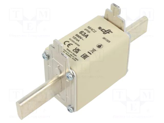 Fuse: fuse; 63A; 500VAC; 250VDC; gG; ceramic; NHC2 DF ELECTRIC 381325