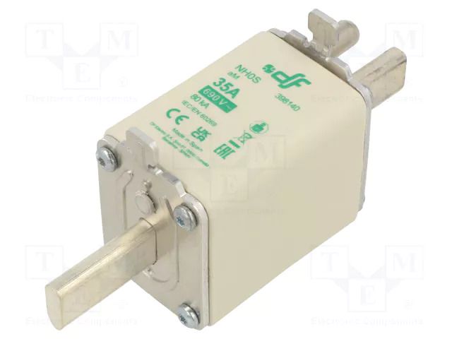 Fuse: fuse; 35A; 690VAC; aM; ceramic; NH0S DF ELECTRIC 398140
