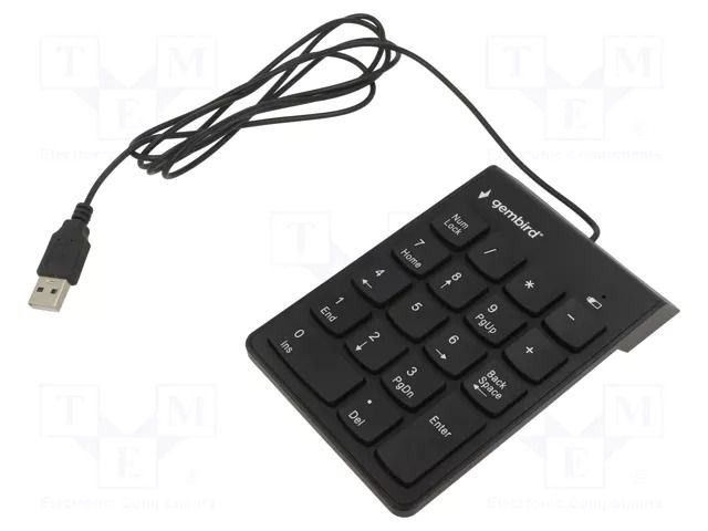 Keyboard; black; USB A; numeric,wired; 1.45m GEMBIRD KPD-U-03