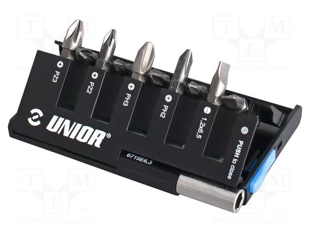 Kit: screwdriver bits; Phillips,Pozidriv®,slot; Holder: C6,3mm UNIOR UNIOR-624050