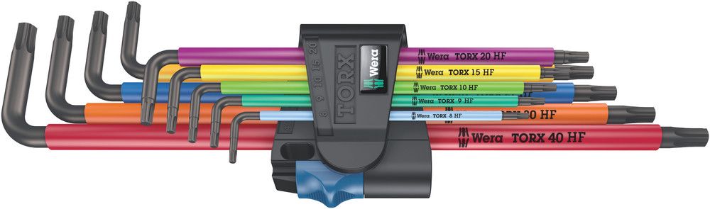 967/9 TX XL Multicolour HF 1 L-key set with holding function, long, 1 x TX 8x90; 1 x TX 9x101; 1 x TX 10x112; 1 x TX 15x123; 1 x TX 20x137; 1 x TX 25x154; 1 x TX 27x172; 1 x TX 30x195; 1 x TX 40x224, Wera 05024470001