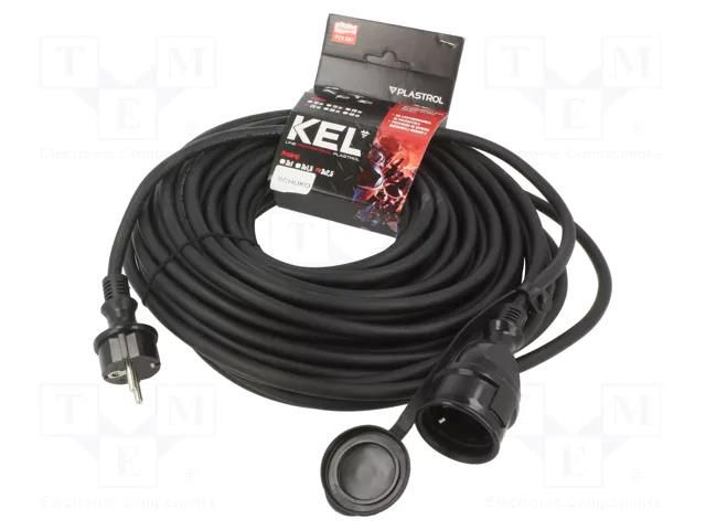 Extension lead; 3x2.5mm2; Sockets: 1; rubber; black; 25m; 16A KEL W-98659