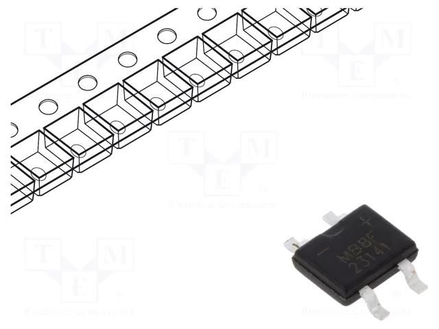 Bridge rectifier: single-phase; Urmax: 800V; If: 0.8A; Ifsm: 30A SMC DIODE SOLUTIONS MB8FTR-SMC
