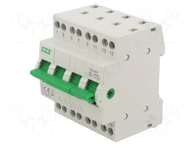 Module: mains-generator switch; Poles: 4; 230/400VAC; 63A; IP20 F&F PSA-463