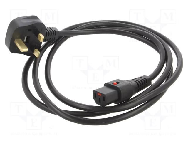 Cable; BS 1363 (G) plug,IEC C13 female; 2m; black; 5A; 250V; IP20 SCHAFFNER SCHAFFNER-812283