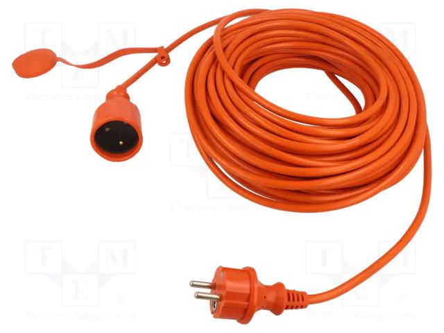Extension lead; 3x1mm2; Sockets: 1; PVC; orange; 30m; 10A; STANDARD KEL W-96973