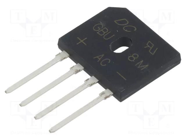 Bridge rectifier: single-phase; Urmax: 1kV; If: 8A; Ifsm: 200A; flat DC COMPONENTS GBU8M-DC