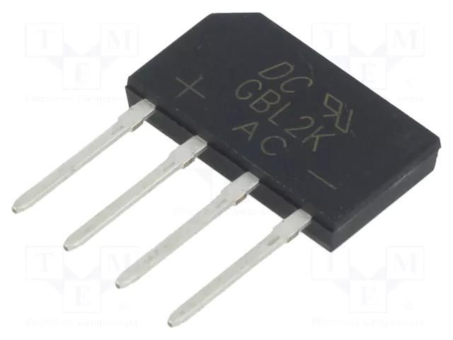 Bridge rectifier: single-phase; Urmax: 800V; If: 2A; Ifsm: 65A; flat DC COMPONENTS GBL2K-DC