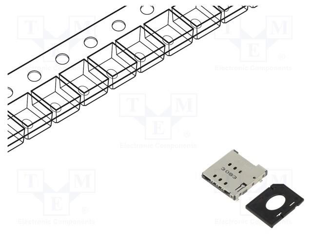 Connector: for cards; Nano SIM; push-push; SMT; PIN: 6 ATTEND 115U-A101.SET