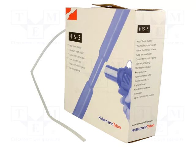 Heat shrink sleeve; 3: 1; 3mm; Diam.after shrinking: 1mm HELLERMANNTYTON HIS-3-3/1-CL