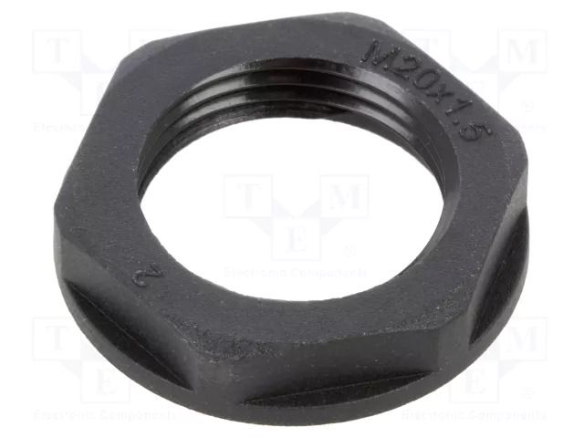 Nut; M20; polyamide 66; black; Thread: metric; Pitch: 1.5; -50÷135°C HELLERMANNTYTON ALPA-M20-BK