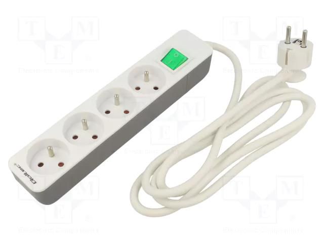 Extension lead; 3x1.5mm2; Sockets: 4; white; 1.8m; 16A QOLTEC QOLTEC-50288