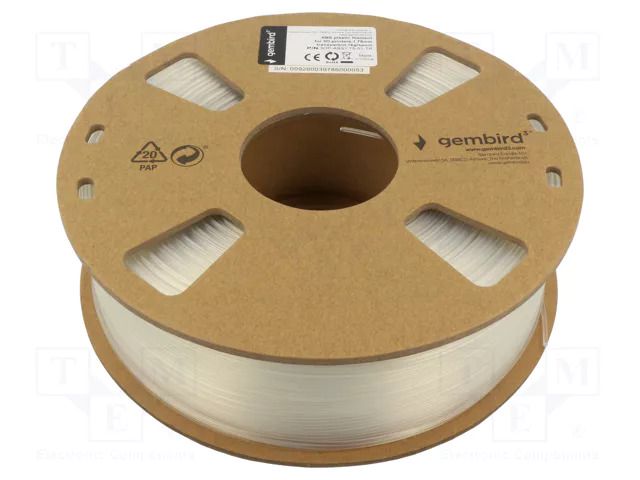 Filament: ABS; 1.75mm; transparent; 225÷245°C; 1kg GEMBIRD 3DP-ABS1.75-01-TR