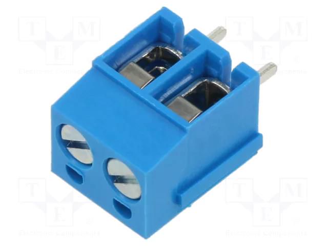 PCB terminal block; angled 90°; 5mm; ways: 2; on PCBs; terminal XINYA XY305A-2P-5.0-BL