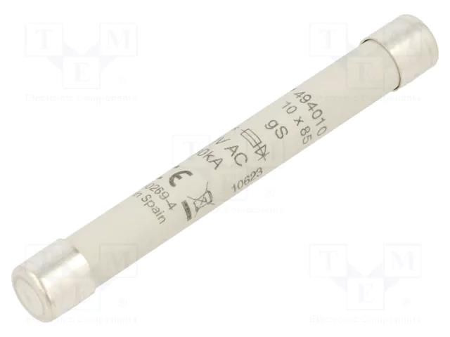 Fuse: fuse; 10A; 1kVAC; gS; ceramic,industrial; 10x85mm DF ELECTRIC 494010