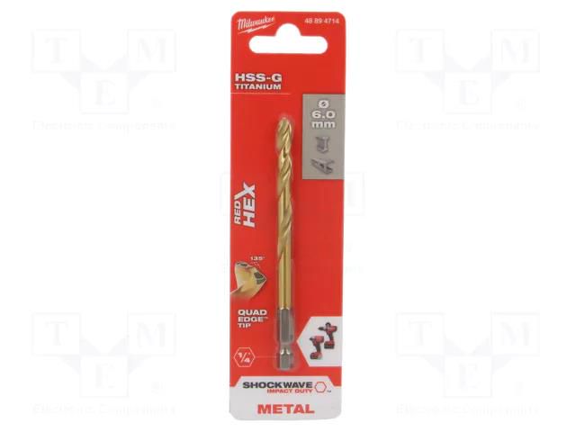 Drill bit; for metal,impact; Ø: 6mm; Kind of holder: E6,3mm; 1/4" Milwaukee MW-48894714