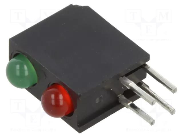 LED; in housing; 3mm; No.of diodes: 2; red,green; Lens: diffused BIVAR H201CGHD