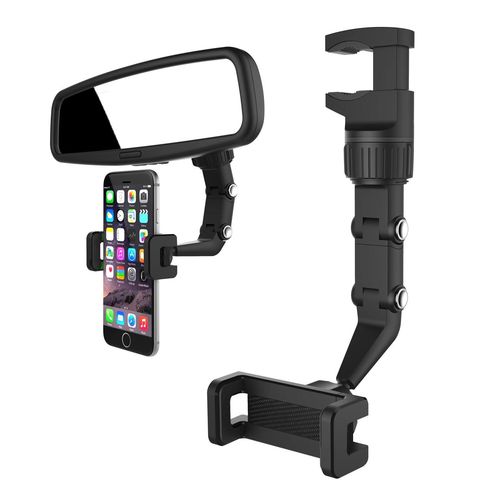 Adjustable car rearview mirror holder for smartphone black, Hurtel 5907769345319 5907769345319