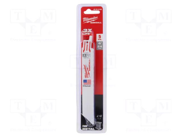 Hacksaw blade-set; metal; 150mm; 24teeth/inch; 5pcs. Milwaukee MW-48005186