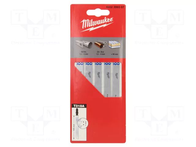 Hacksaw blade-set; metal; 105mm; 5pcs; Holder: T Milwaukee MW-4932399307