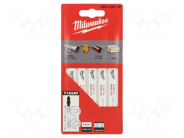 Hacksaw blade-set; universal; 91mm; 5pcs; Kind of holder: T Milwaukee MW-4932430142