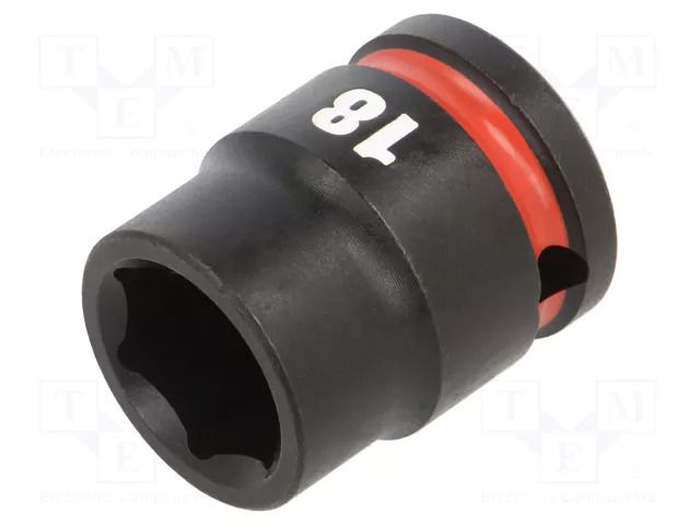 Socket; 6-angles,socket spanner,impact; HEX 18mm; 1/2"; short Milwaukee MW-4932480312