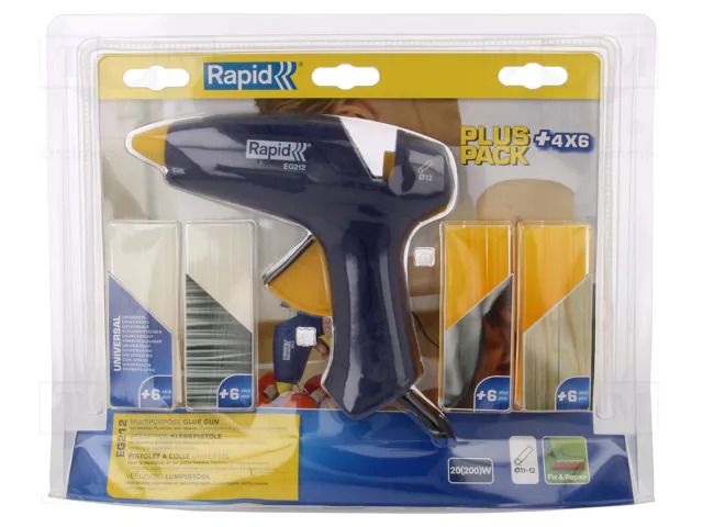 Hot melt glue gun; Ø: 11mm,11.2mm,11.5mm,12mm; 180÷200°C; 4min RAPID RAP-EG212SET