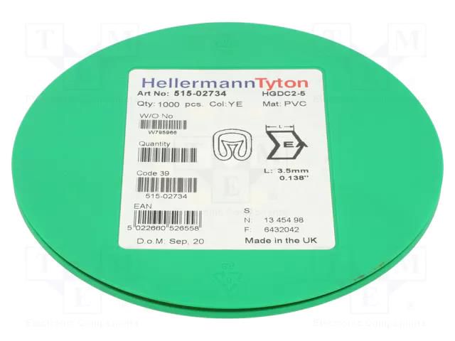 Markers; Marking: -; 2÷5mm; PVC; yellow; -65÷105°C; leaded; HGDC2-5 HELLERMANNTYTON HGDC2-5EARTH-YE