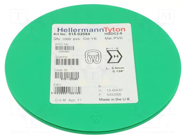 Markers; Marking: H; 2÷5mm; PVC; yellow; -65÷105°C; leaded; HGDC2-5 HELLERMANNTYTON HGDC2-5H-PVC-YE
