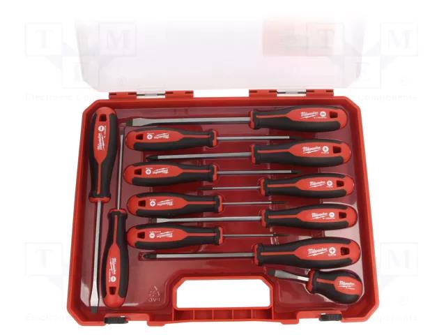 Kit: screwdrivers; Phillips,Pozidriv®,slot; case; 12pcs. Milwaukee MW-4932472003