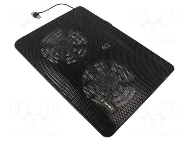 Notebook cooling stand; black; USB A; 0.5m GEMBIRD NBS-2F15-05